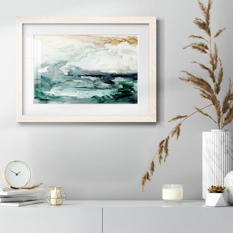 Écoulement de l'écume de mer I, H 18 po x l 26 po x P 1,5 po, Cadre blanc