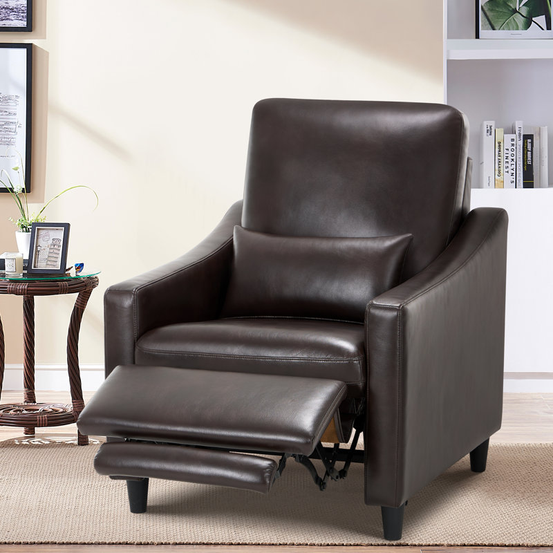 Breathable Leather Electric Recliner Sofa -  Power Recliner with USB Charger & Adjustable Headrest, Brown
