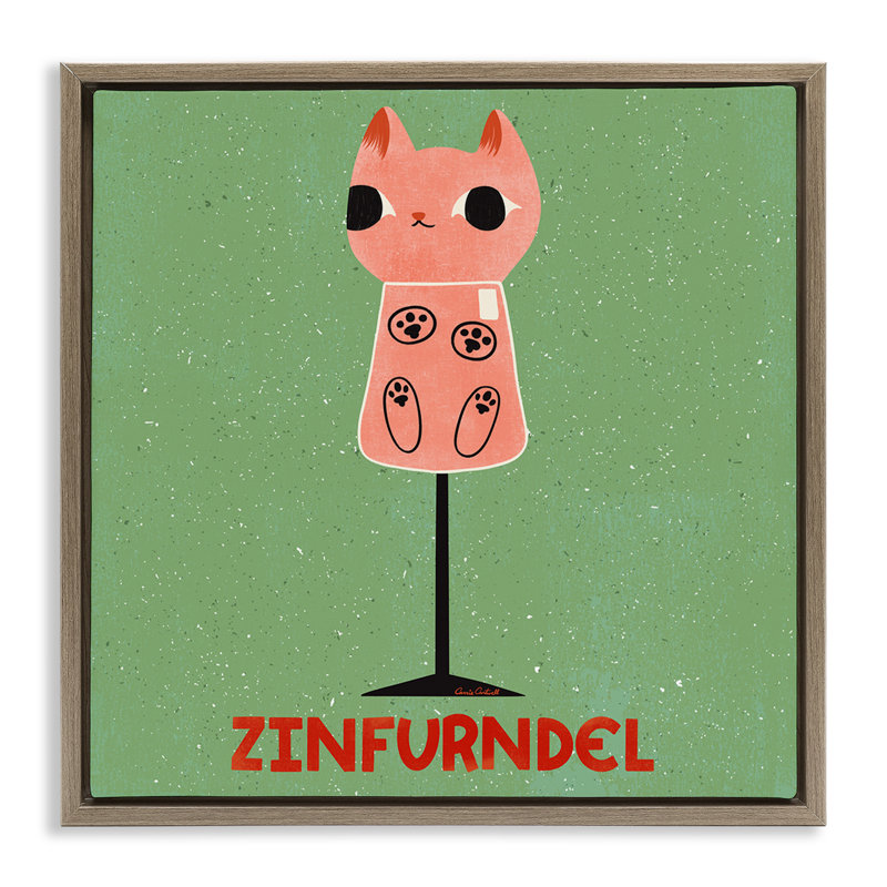 Cadre flottant Zinfurndel Feline Wine, design par Carrie Cantwell, H 25 po x l 25 po, Cadre flottant orme Montalcino