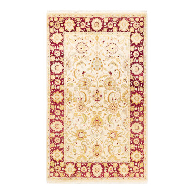 Tapis unique en laine noué à la main 4 pi 6 po x 7 pi 4 po nouvel âge Hayner