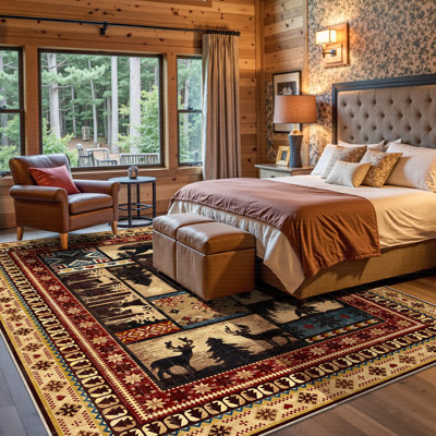 Cabin Brown Bear Non-slip Washable Area Rug