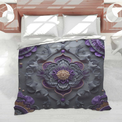 Ornate Purple Floral Motif Comforter