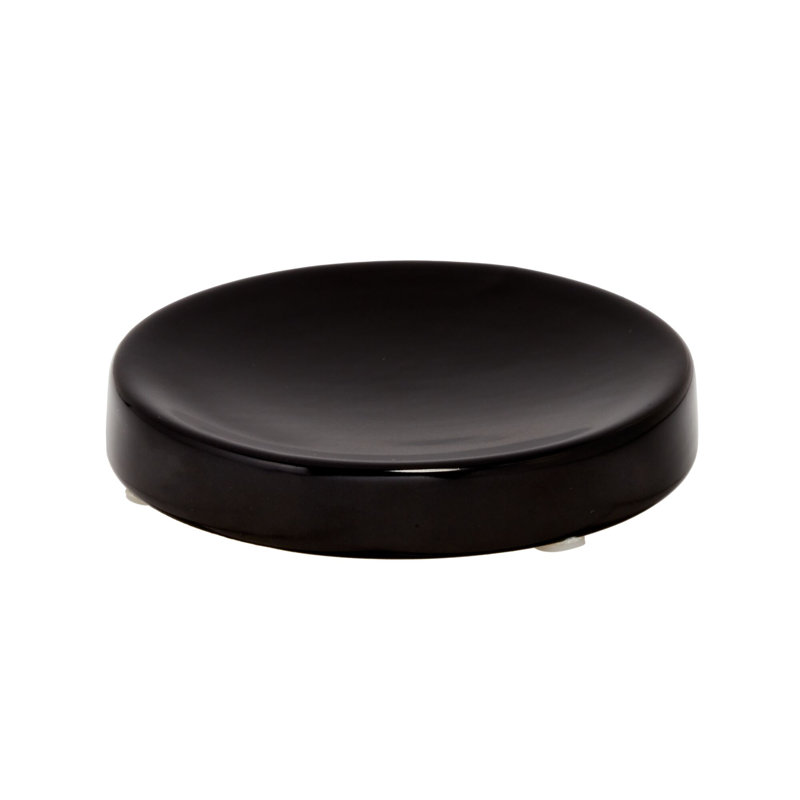 Matte Black Ceramic Round Soap Dish with Non-Skid Feet