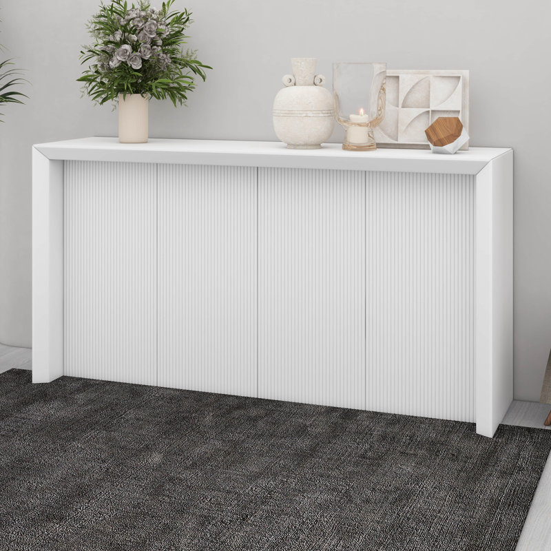 Table d'entrée minimaliste au design ondulé unique, console moderne, Beige