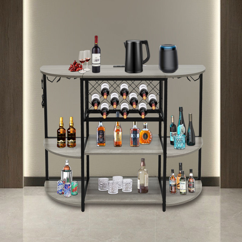 Rashiem 35.83'' H X 47.24'' L Freestanding Bar with Wine Storage, Gray