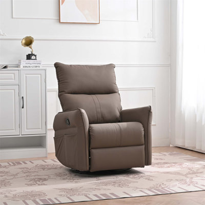 Fauteuil inclinable pivotant à 360° manuel, fauteuil à bascule rembourré en PU avec poches de rangement latérales, fauteuil de salon réglable pour cinéma maison et chambre d'enfant