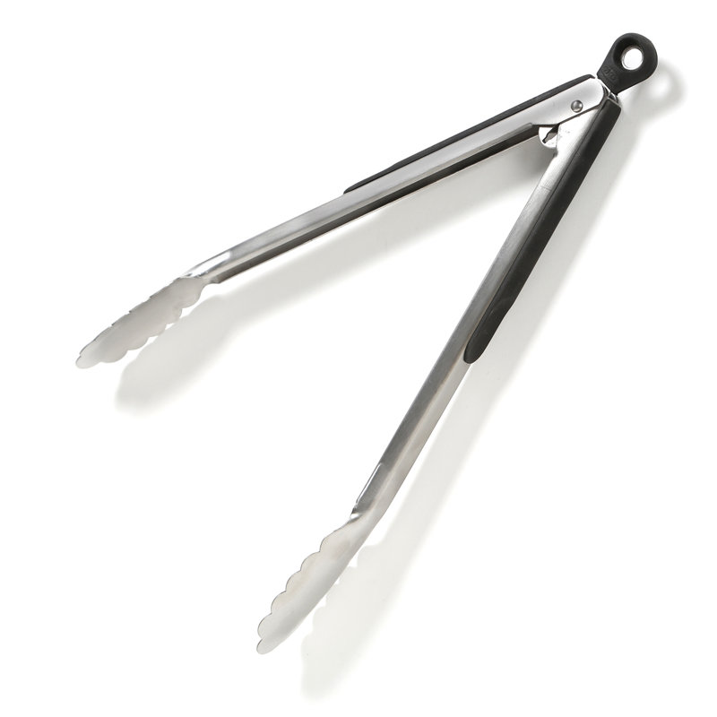 12-Inch Stainless Steel Locking Grill Tongs with Non-Slip Grip