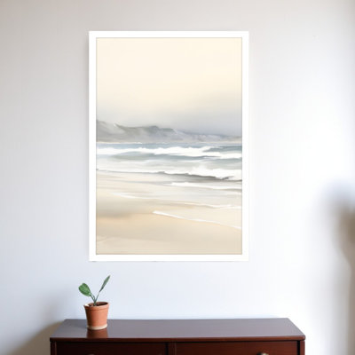 «Ocean Breeze I», art mural blanc encadré
