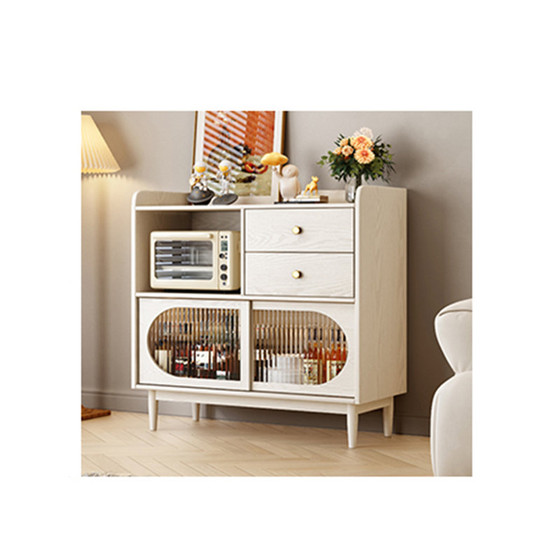 Armoire d'appoint en bois massif, H 37,4 po x l 39,37 po x P 15,75 po, Blanc cassé