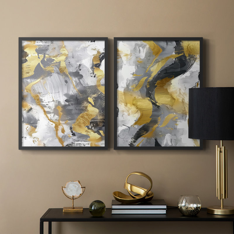 ABSTRACT Series cmxxxiv - reproduction encadrée de qualité supérieure - prête à être accrochée - aucun clou requis - aucun clou requis