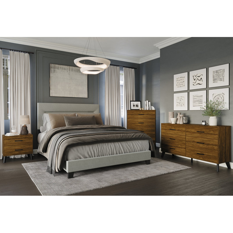 Ensemble de chambre à coucher 4 pièces Emery, Très grand, Gris / brun