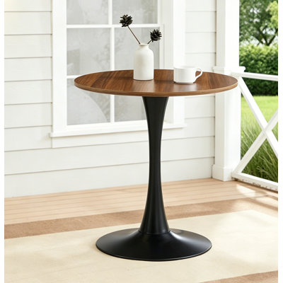 Dark Wood Grain Round Dining Table,modern Dining Table, Dining Table,mdf Tabletop And Iron Spray-painted Matte Base,modern Oval Dining Table,mid Century Coffee Table For Living Room 24 Inch
