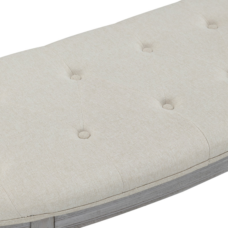 Banc rembourré capitonné beige clair Coastal