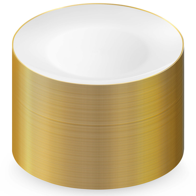 Assiettes en plastique jetables à rebord doré 10 po