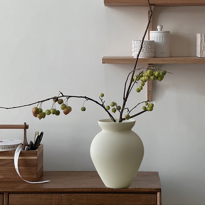 Flower Vase, Ceramic Flower Vase, Table Vase, Cream