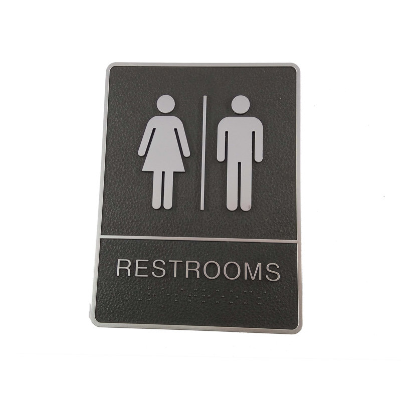 Enseigne murale de porte «Restroom» unisexe