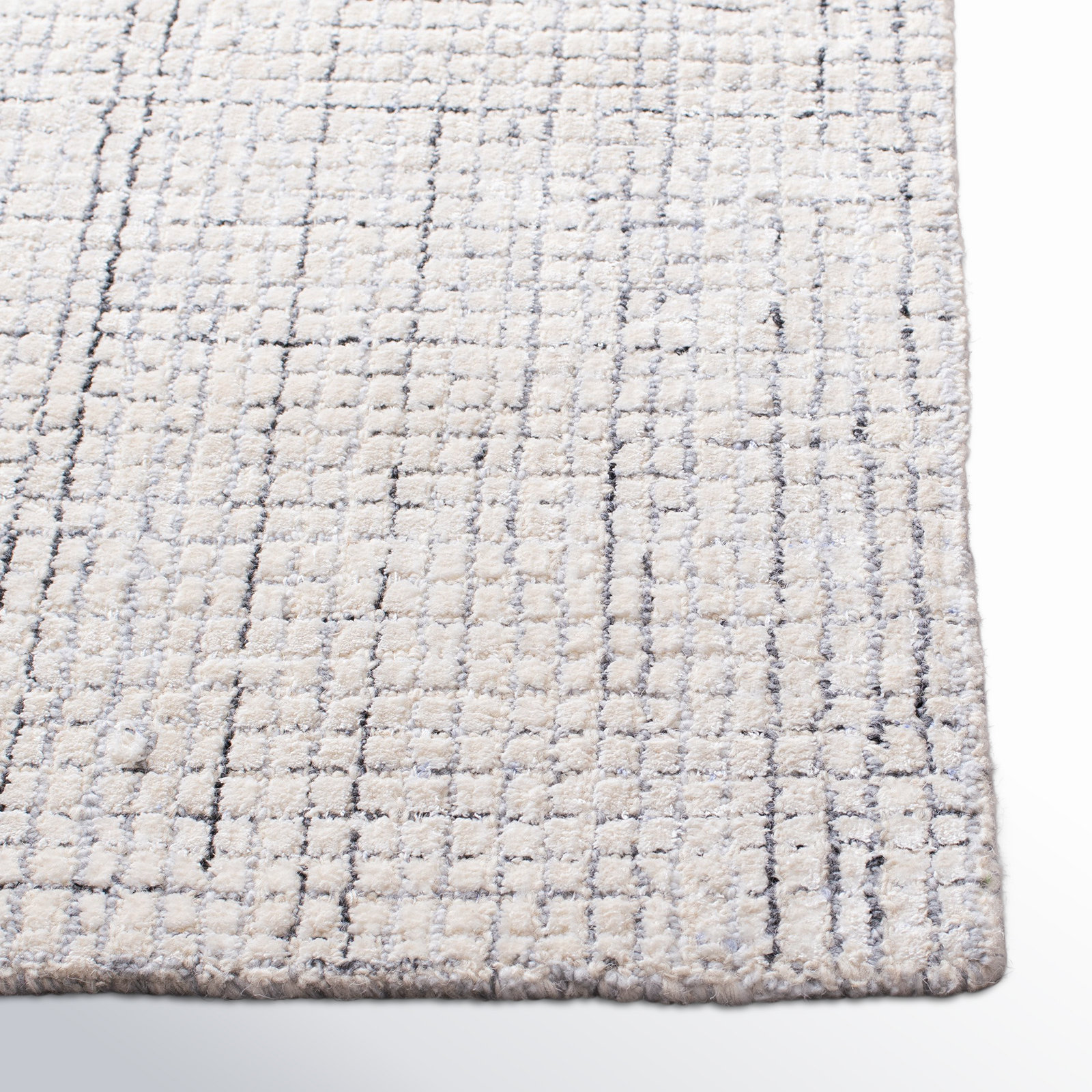 Rowe Handmade Tufted Ivory/Grey Area Rug, Square 6'