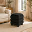 Repose-pieds carré avec rangement en lin et plateau en bois réversible, tabouret d'appoint cube noir-1225039222