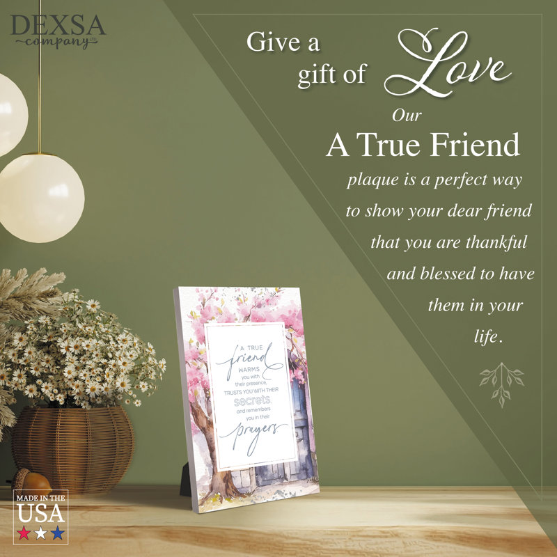 «A True Friend», plaque murale en bois avec chevalet et crochet, art de la table - 6 po x 9 po