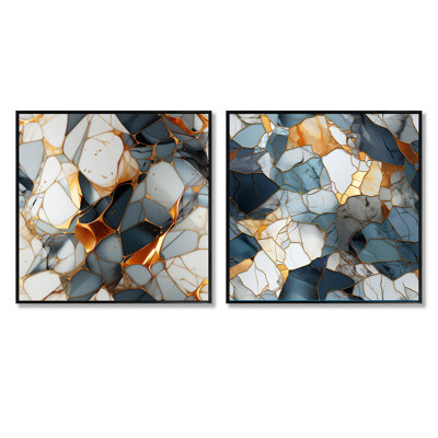 Jans - Ensemble de 2 collages abstraits carrés