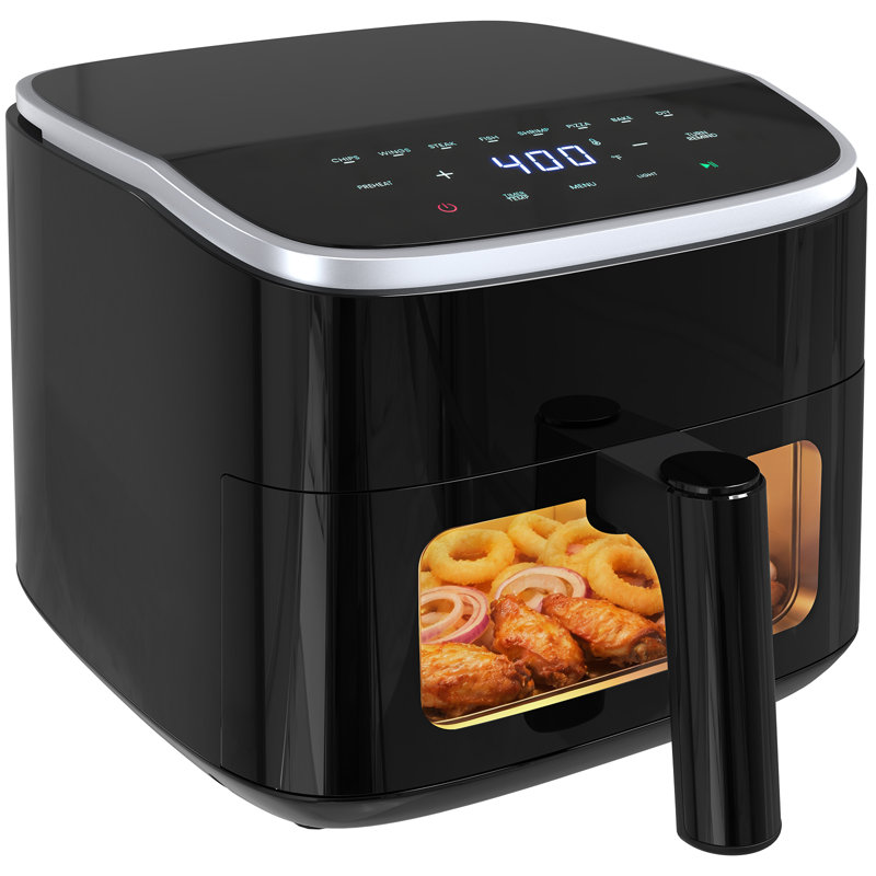 4.2 Quart Air Fryer with Viewing Window & 304 Stainless Steel Coating, Compact Size, Black