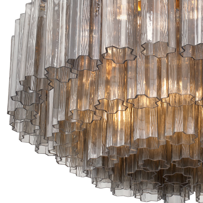 Wesham 16 Light Aged Brass Flush Mount, Laiton vieilli, Gris