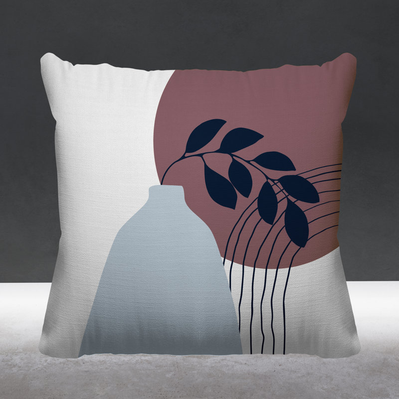 Coussin décoratif intérieur / extérieur Corini, L 19 po x H 19 po, Mauve / bleu marine / gris