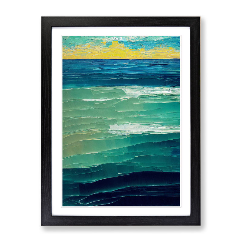 Ocean Seascape Vol.3 - Single Picture Frame Painting, 34cm H x 25cm W x 2cm D, Oak