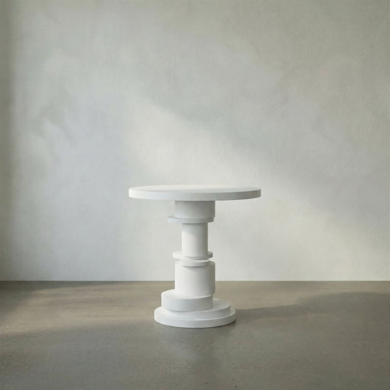 Hugo Solid Wood End Table, Solid White