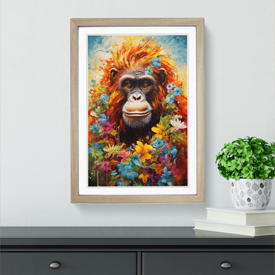 Orangutan Modern - Single Picture Frame Print on Wood
