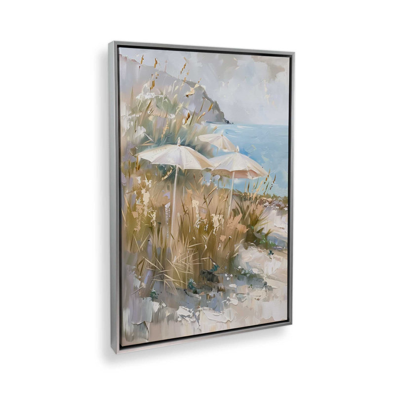 Parasol Seaside Calm I, H 19 po x l 13 po, Impression encadrée sans passe-partout, Chrome poli