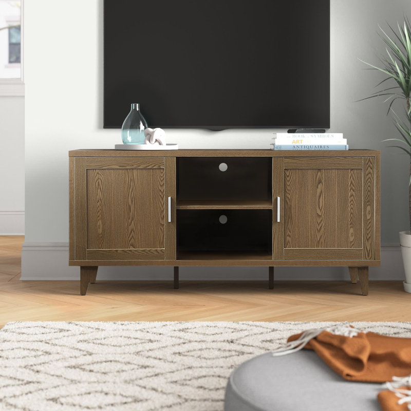 Alveta Modern 60 inch TV Stand for TVs up to 65 inches, Assembly Required, Classic Walnut