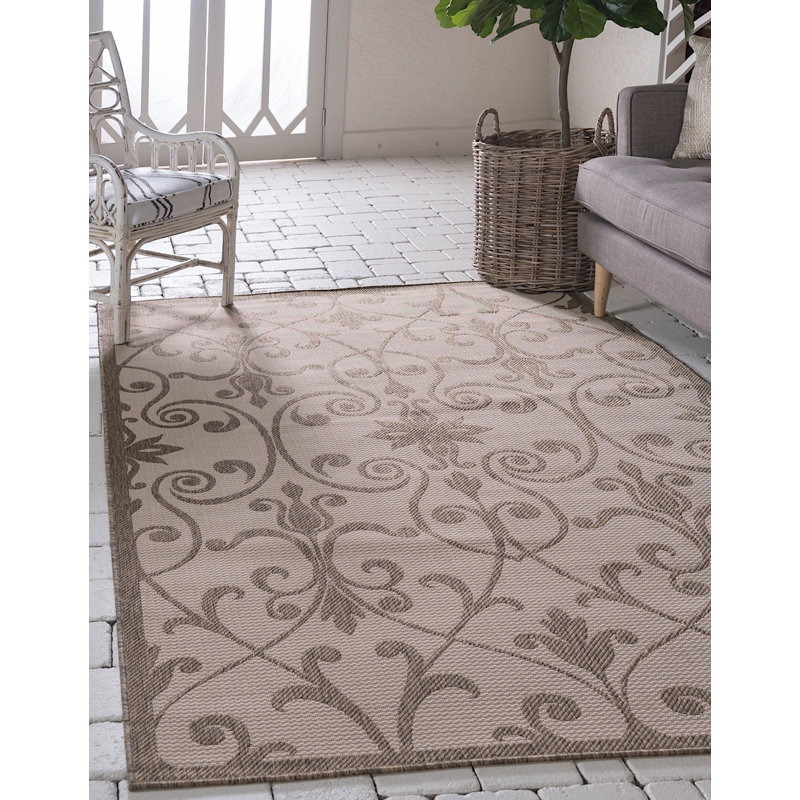 Tapis de véranda d'extérieur couleur papyrus, Rond 6 pi