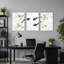 «Three Koi Fish in Flowing Water with Leaves», ensemble de 3 toiles murales-1239129909