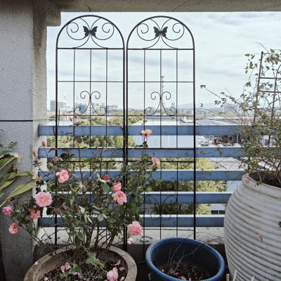 2 Pack Metal Garden Trellis 71" X 19.7" Rustproof Trellis For Climbing Plants Outdoor Flower Support Black