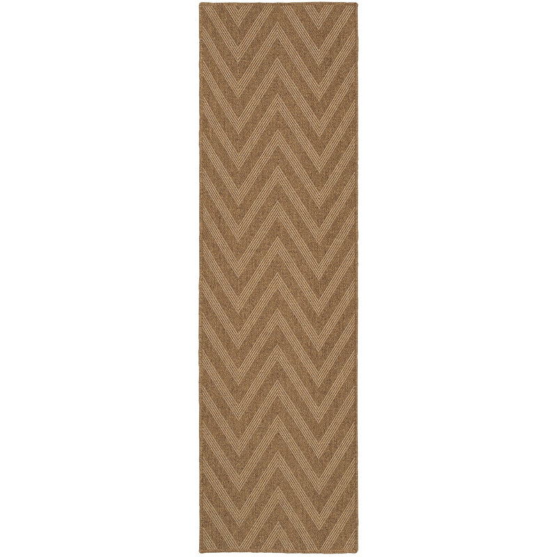 Tapis d'intérieur / extérieur brun à motif de chevrons Elisabet, Tapis de couloir 2 pi 3 po x 7 pi 6 po