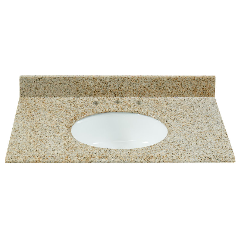  Plateau de meuble-lavabo simple 31 po avec lavabo en granite or Desert, Or du désert