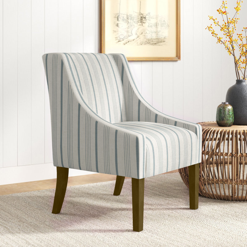 Fauteuil d'appoint incurvé moderne Ashland , Rayures bleues Calypso