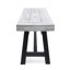 Banc de salle à manger gris clair en bois d'acacia à finition sablée avec cadre en métal noir rustique