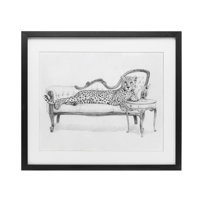 «Lounging Beast Cheetah», reproduction encadrée sous verre, design par Victoria Barnes, H 13 po x l 16 po, Cadre noir minuit