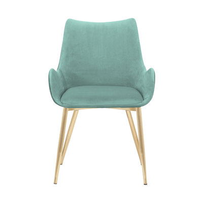 Avery Teal Upholstered Dining Chairs With Gold Metal Legs For Modern Home