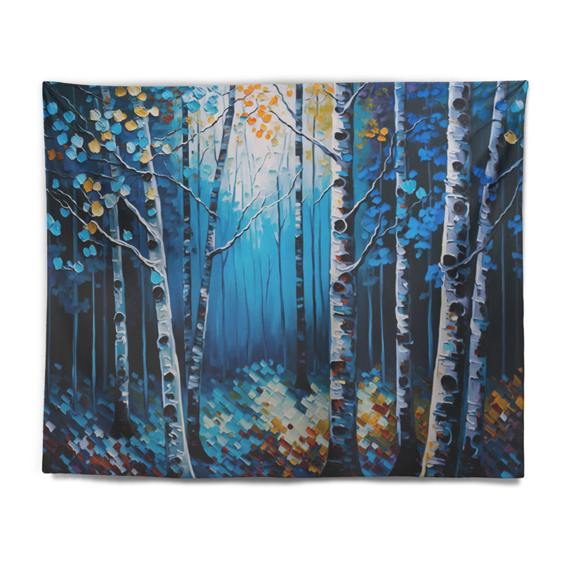 Tapisserie en polyester bleu Birch Forest II, H 50 po x l 60 po