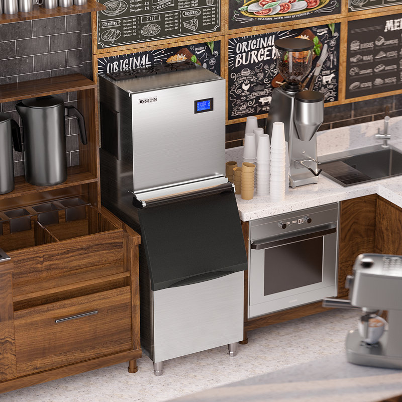 Coolski Commercial Ice Machine 450 Lb. Daily Production Clear Cube Ice Freestanding