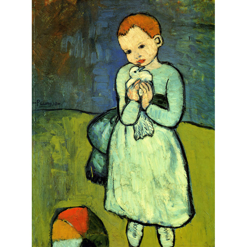«Child with a Dove», enfant, 1990 MCG-PF1082, H 24 po x l 18 po