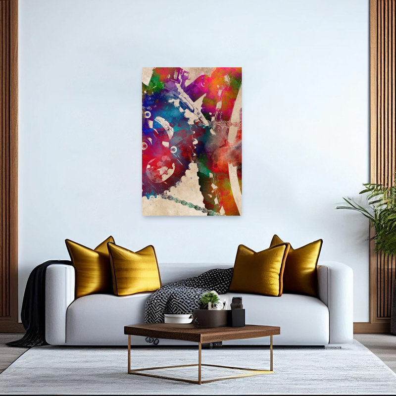 «Cycling Sport Art» 18, art mural moderne contemporain abstrait, H 60 po x l 40 po