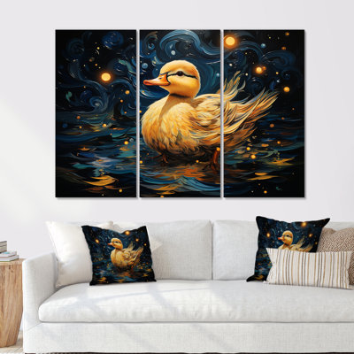 «Yellow Duck Starry Night Wonders», art mural animal canard