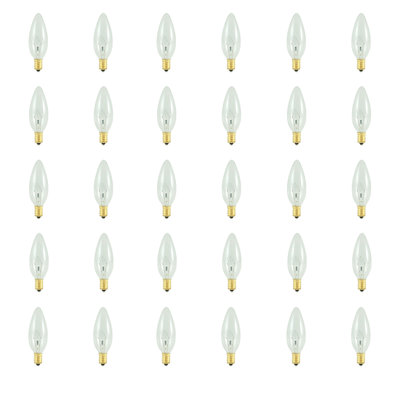 25W B10 Dimmable Incandescent Chandelier Light Bulbs with E14 European Base, 2700K Warm White, Clear