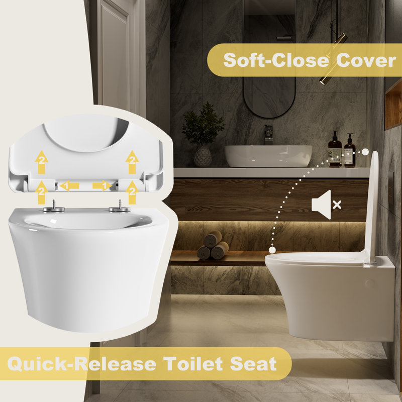 Cuvette de toilette allongée Los Flexi, siège à fermeture en douceur, chasse d'eau sans rebord