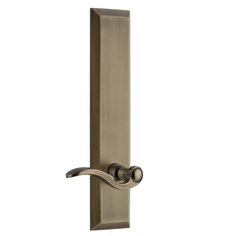 Grandeur Fifth Avenue Tall Plate Privacy with Bellagio Lever, 2 3/8", Left Handed, Vintage Brass
