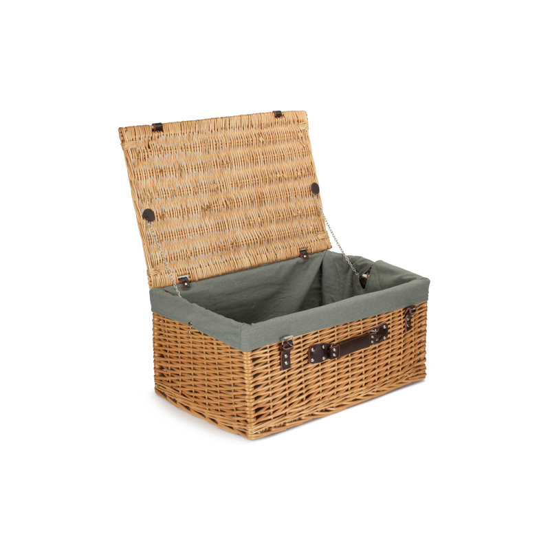 Wicker Basket with Lining, Buff Hamper/Grey Lining